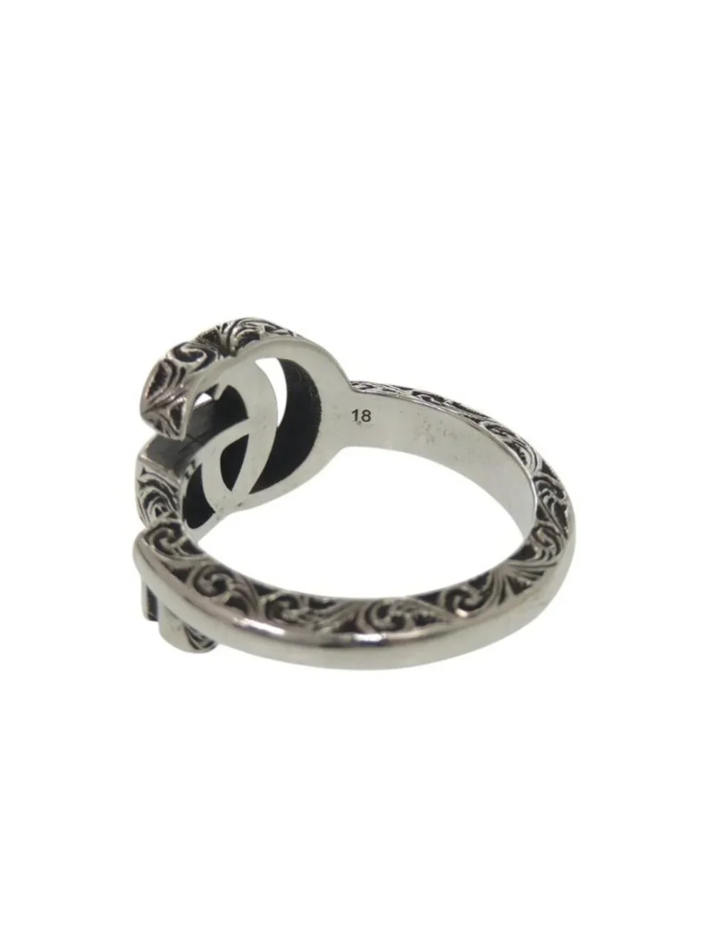 Gucci Arabesque Double Key Motif 925 Sterling Silver Ring